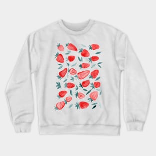 Watercolors strawberries - red and teal Crewneck Sweatshirt